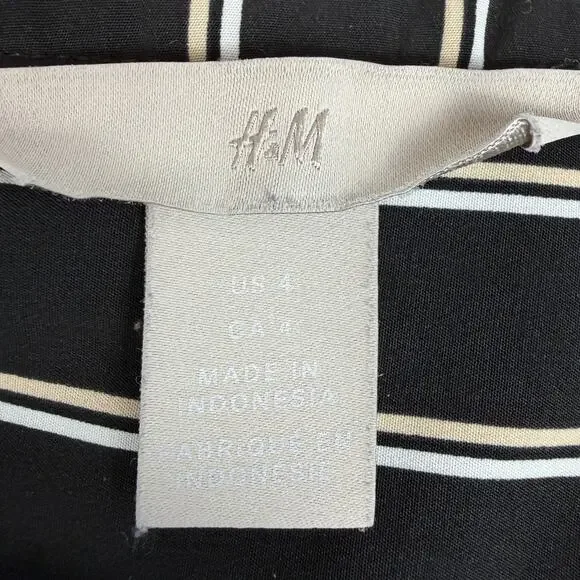 Black Striped Shirt Dress Knee Length Size 4 Young Professional Office Career - Picture 3 of 12